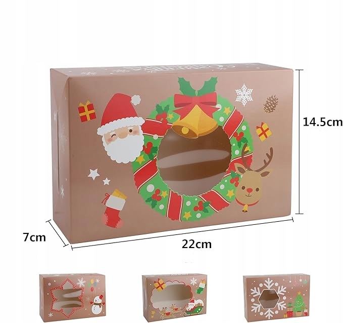 Pudełko świąteczne 22×14,5×7 cm z okienkiem 12szt.