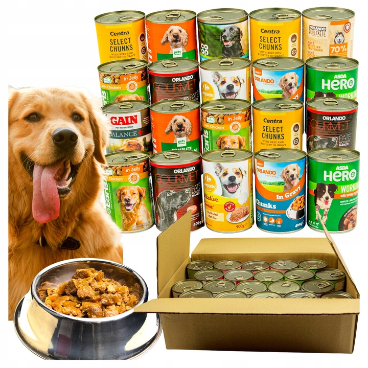 Mokra karma dla psa Puszki Zestaw Mieszany Smaków pakiet 20 szt. x 400g