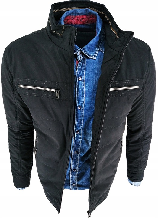 KURTKA MĘSKA PRZEJŚCIOWA PROSTA CIEMNA 3717 M