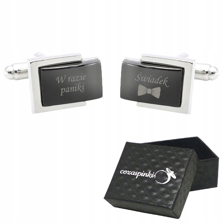 Spinki do mankietów prostokątne TWÓJ TEKST GRAFIKA