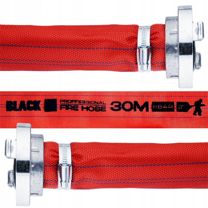 WĄŻ STRAŻACKI PARCIANY DO WODY SZAMBA 2" 52MM 30M Z SZYBKOZŁĄCZAMI DO POMPY