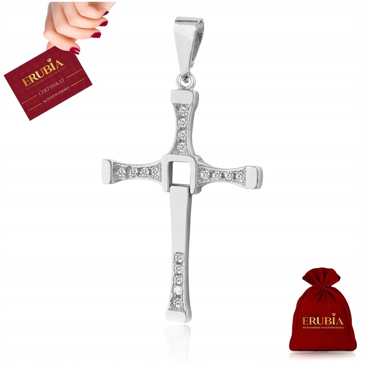 MĘSKI DUŻY SREBRNY KRZYŻYK VIN DIESEL SZYBCY I WŚCIEKLI SREBRO PRÓBA 925