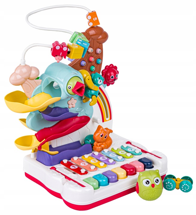 Interaktywny Tor kulkowy GRA MAGNETYCZNA NAKARM PTASZKA CYMBAŁKI PIANINO