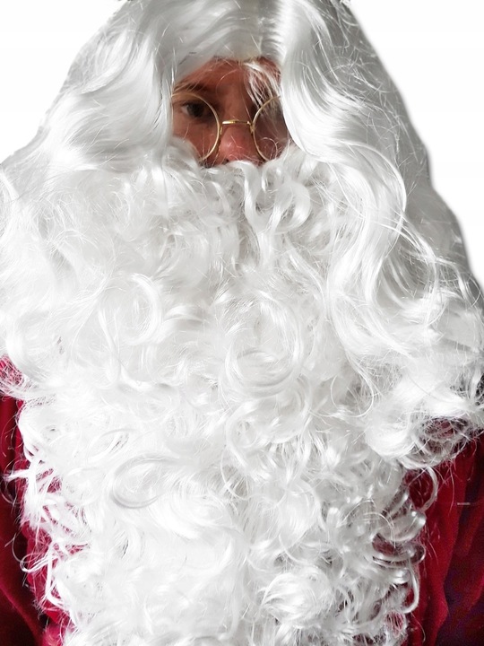 TEATRALNA broda Mikołaja WŁOS syntet. GĘSTA 50cm MOŻNA PRAĆ MLECZNA BIEL