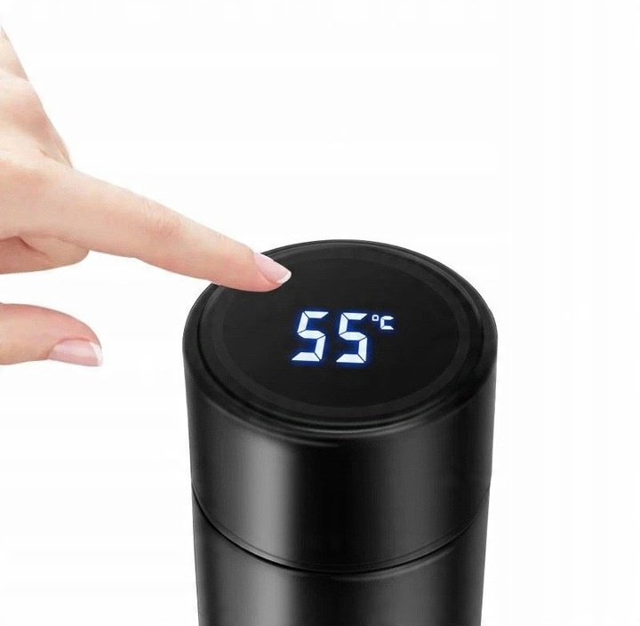TERMOS KUBEK TERMICZNY SMART WYŚWIETLACZ LED TEMPERATURA 500ml Czarny