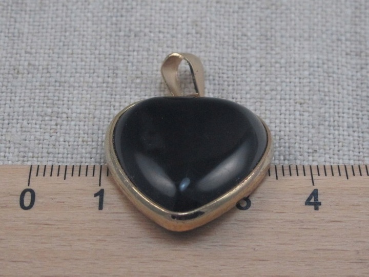 WISIOREK kamień ONYKS CZARNY serce 25mm [W1073]