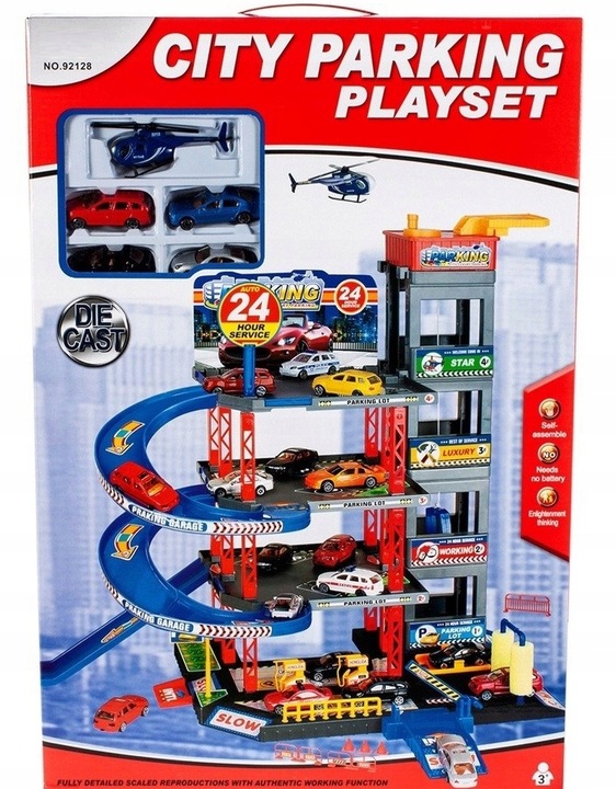 Garaż Parking Samochodowy 4-piętrowy Zjeżdżalnia dla Autek 4 Poziomy Myjnia