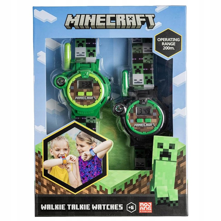 MINECRAFT Creeper Zestaw zegarków z funkcją walkie-talkie, KRÓTKOFALÓWKA