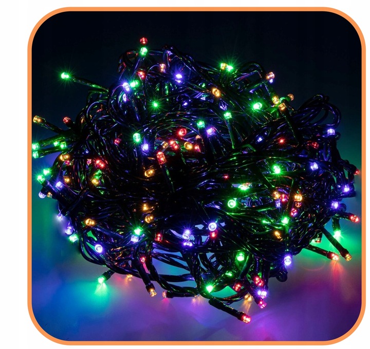 LAMPKI CHOINKOWE 300 LED 20m ZEWNĘTRZNE GRUBE STAŁE ŚWIATŁO MULTIKOLOR