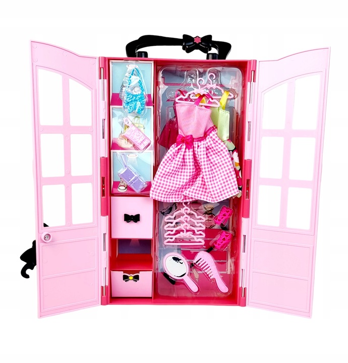 Szafa dla Lalek Garderoba dla Lalek Domek dla Lalek Akcesoria Lalka Różowa