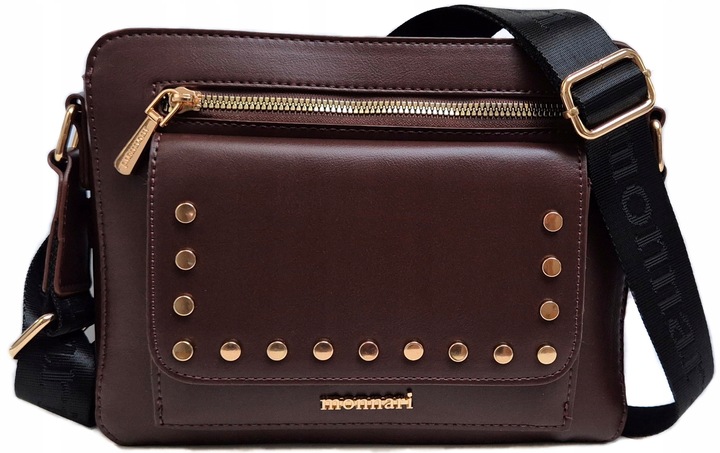 TOREBKA BRĄZOWA LISTONOSZKA MONNARI PASEK LOGO