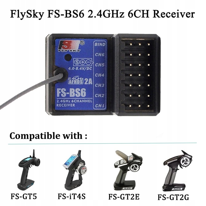 Flysky FS-BS6 Odbiornik 2.4GHz 6CH AFHDS2 dla Flysky FS-GT5 FS-IT4S GV
