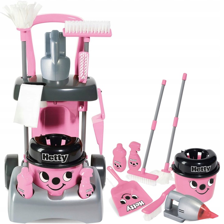 WÓZEK DO SPRZĄTANIA HETTY DLA DZIECI ZESTAW XXL ODKURZACZ MOP WIADRO CASDON