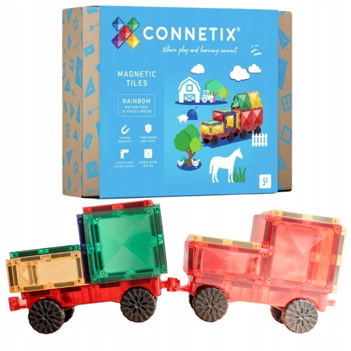 Connetix: klocki magnetyczne Motion Pack 24 pociąg magnetyczny pojazd