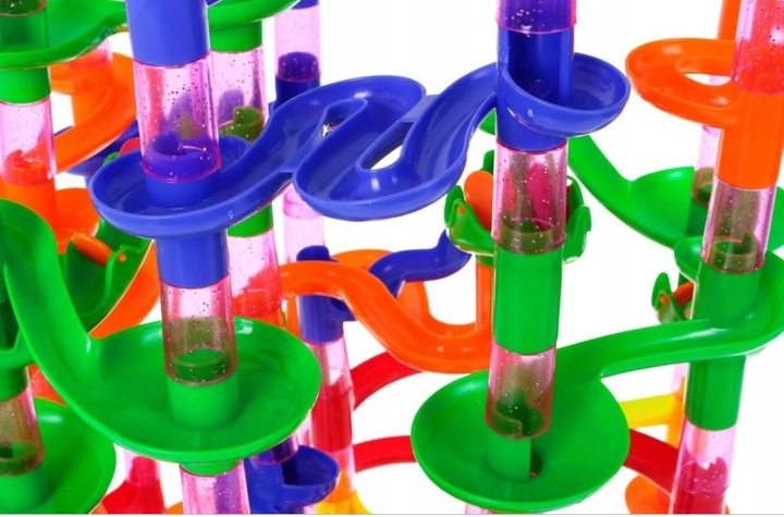 Bardzo Duży Tor Kulkowy dla kulek KULODROM 219 el Zjeżdżalnia Klocki