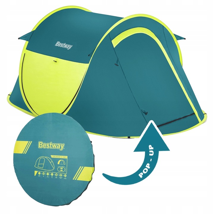 Namiot Turystyczny Kempingowy 2 Osobowy 223x145 Pop-UP Torba Bestway 68086