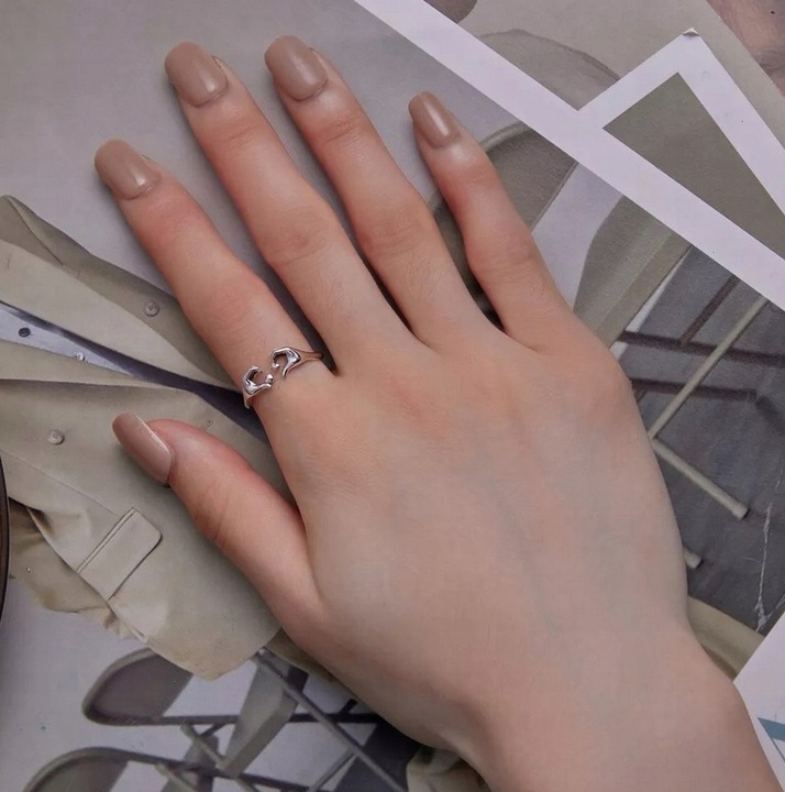 Pierścionek srebro DŁONIE regulowany s925 +pudełko