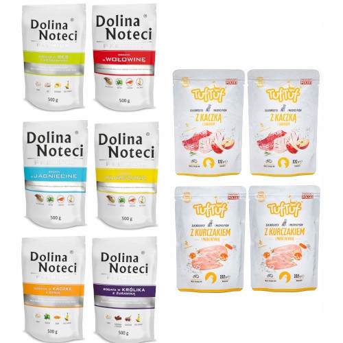 Zestaw dla psa 10x500g mix smaków: 6x Dolina Noteci + 4x Bult Tuf Tuf
