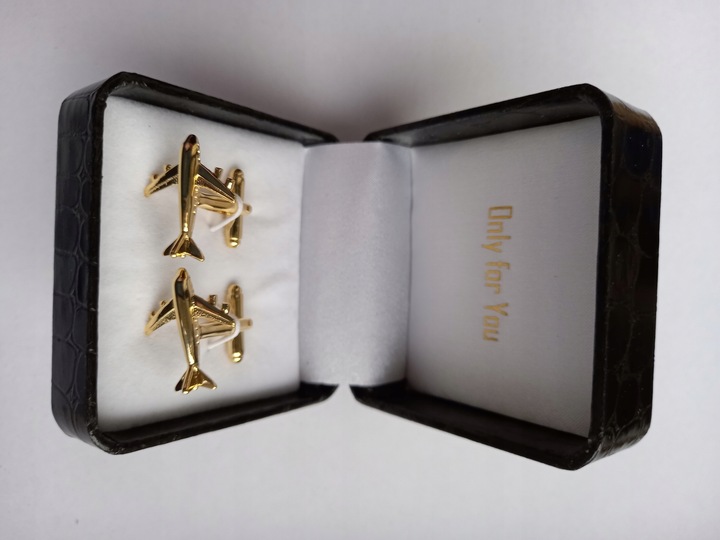 Złote spinki do mankietów Samolot Boeing 737 Lot