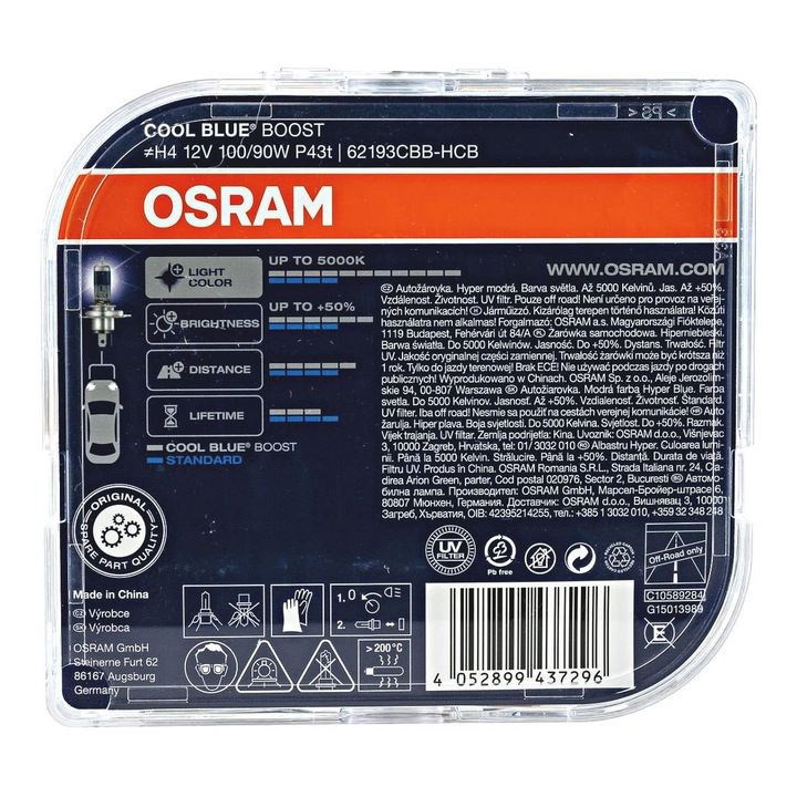 Osram Żarówki Cool Blue Boost Hyper H4 5000K +50%