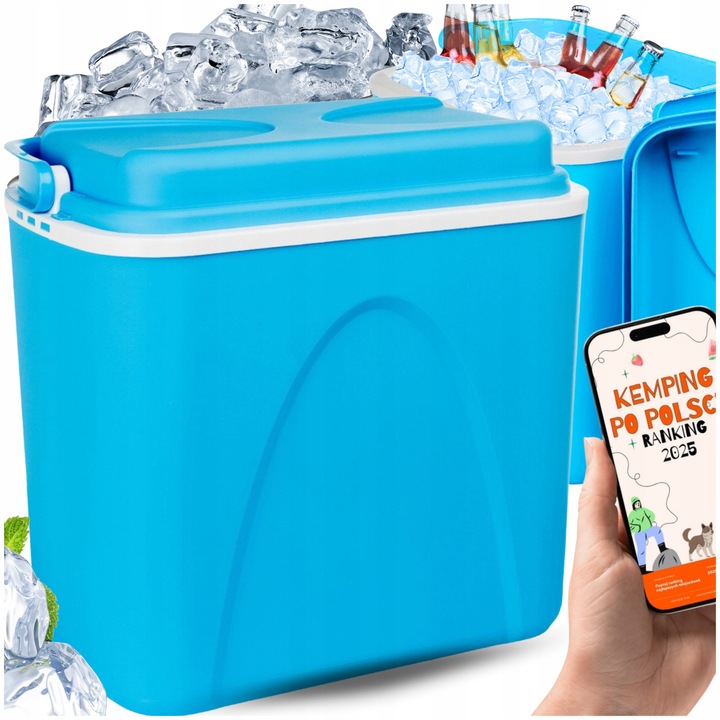 LODÓWKA TURYSTYCZNA 24L na WKŁADY MROŻĄCE niebieska do AUTA kampera PODRÓŻY