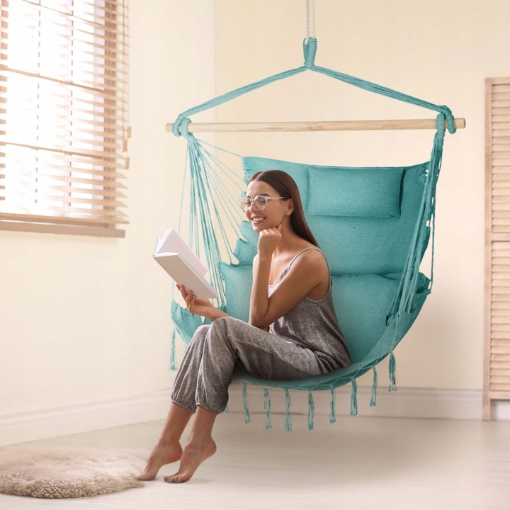 FOTEL WISZĄCY KRZESŁO BRAZYLIJSKE HUŚTAWKA HAMAK BOHO FRĘDZLE OUTTEC