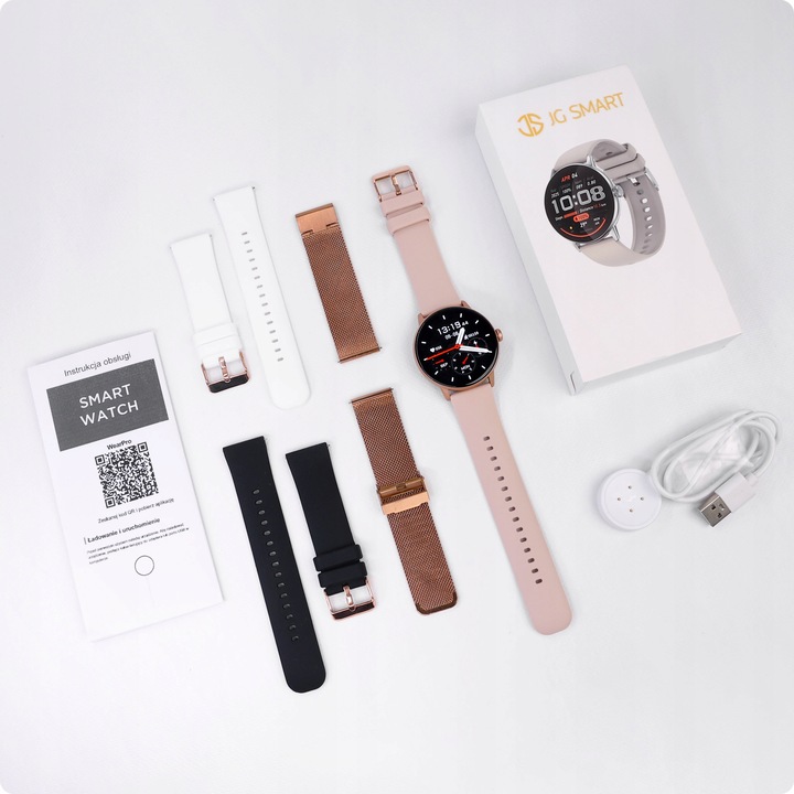 SMARTWATCH DAMSKI ZŁOTY ZEGAREK PL MENU ROZMOWY DYKATFON ZDJĘCIA TŁUMACZ AI