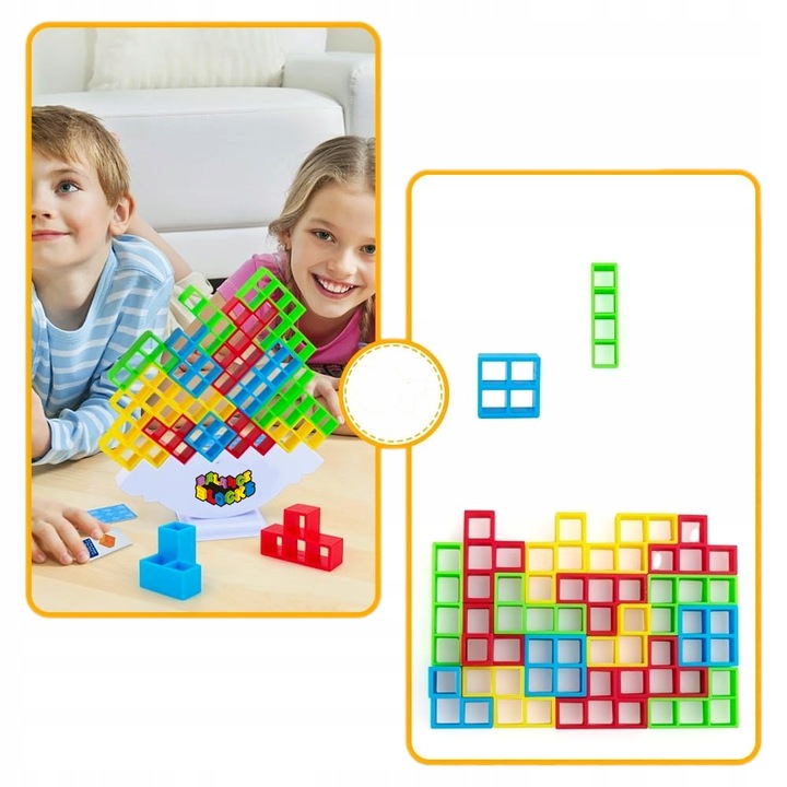 TETRIS Balance Blocks UKŁADANKA GRA LOGICZNA ZRĘCZNOŚĆIOWA wieża 64el