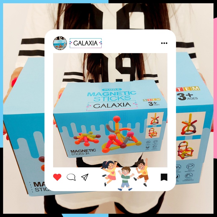 KLOCKI MAGNETYCZNE GALAXIA DUŻE Konstrukcyjne Dla Dzieci 120 el Magnetic