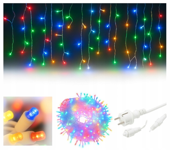 Lampki LED 1000 Kurtyna Świetlna Sople ZEWNĘTRZNE Girlanda multikolor