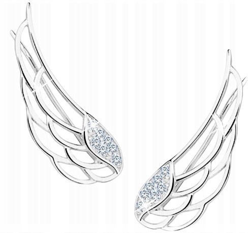 KOLCZYKI SREBRNE NAUSZNICE SKRZYDŁA RODOWANE KOLCZYKI SREBRO PRÓBA 925