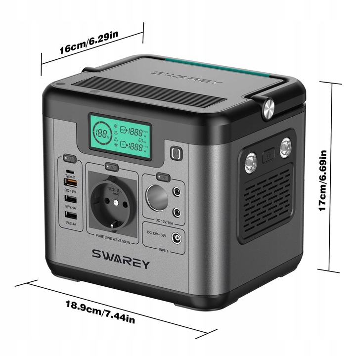 POWER BANK GENERATOR SOLARNY SWAREY 518Wh type C PD 65W+100W SOLAR
