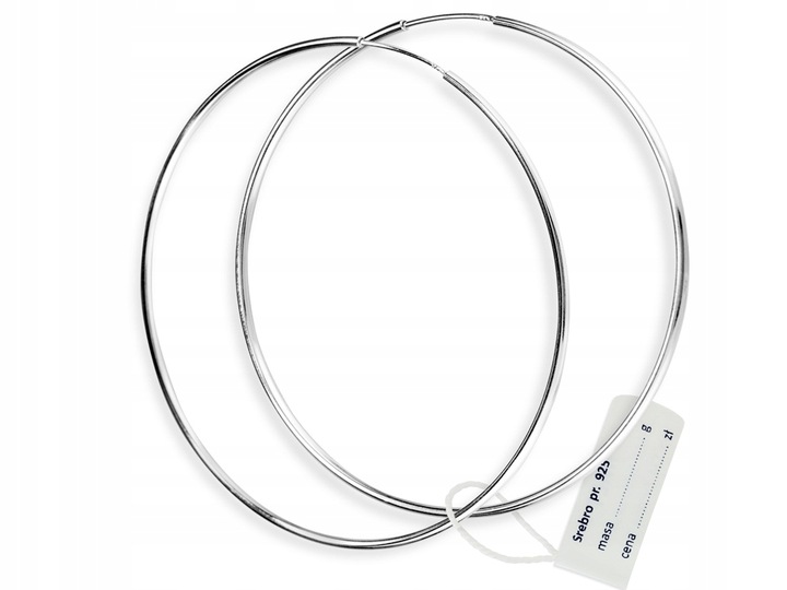 Kolczyki kółka srebrne pr 925 klasyczne koła 6 cm