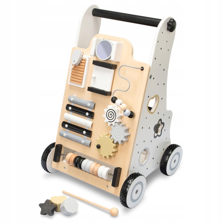 CHODZIK PCHACZ INTERAKTYWNY DLA DZIECI JEŹDZIK EDUKACYJNY 2W1 CZARNO-BIAŁY