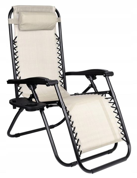 LEŻAK OGRODOWY JASNY BEŻOWY ORION FUNKCJA ZERO GRAVITY