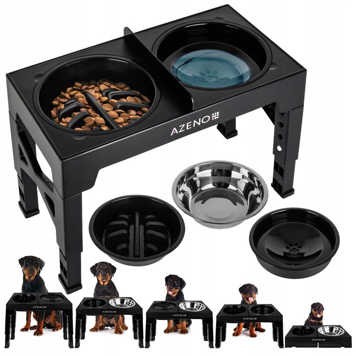 Miska dla Psa NA STOJAKU MISKA PODWÓJNA REGULOWANA DUŻA Spowalniająca 3w1