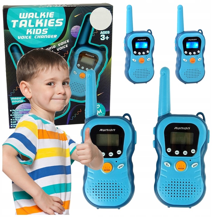 WALKIE TALKIE KRÓTKOFALÓWKI dla dzieci DUŻY ZASIĘG 3km LCD ZESTAW Łoki Toki