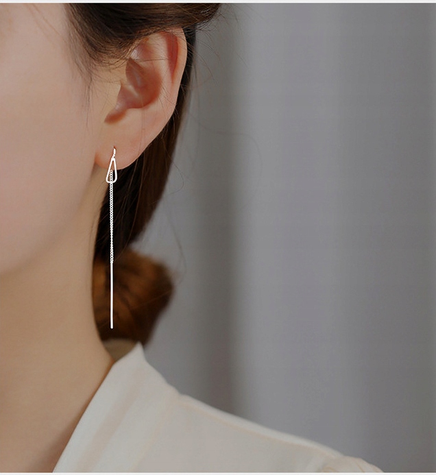 KOLCZYKI SREBRNE Przeciągane Wiszące proste