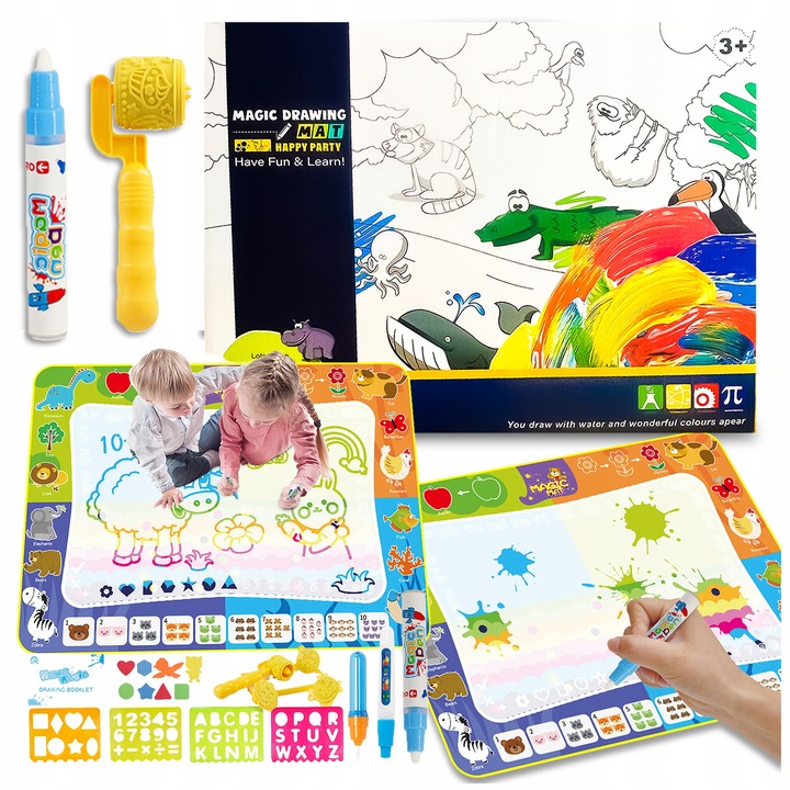 MATA WODNA DO MALOWANIA RYSOWANIA 120x90 Pieczątki Formy Pisaki ZESTAW XXL