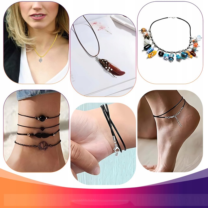 20× Naszyjnik Rzemyk kolor z zapięciem 45cm