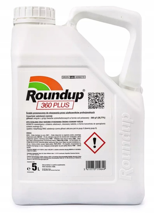Roundup 360 SL Plus 5l glifosat, herbicyd, perz
