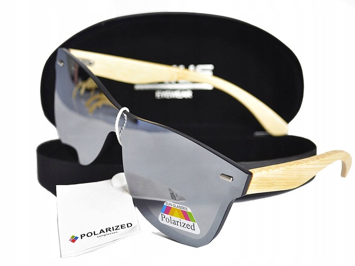 OKULARY DREWNIANE POLARYZACYJNE LUSTRZANKI ETUI