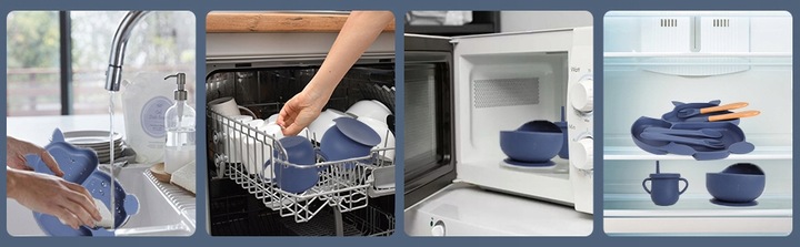 ZESTAW DO KARMIENIA NACZYŃ SILIKONOWE TALERZYK DLA NIEMOWLĄT Z PRZYSSAWKĄ