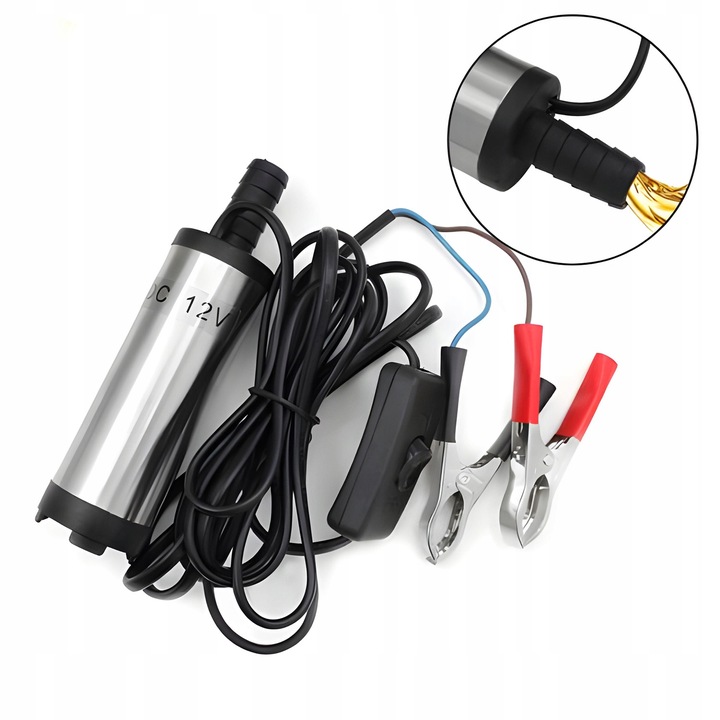 POMPA DO SPUSZCZANIA PALIWA ROPY WODY OLEJU SAMOCHODOWEGO 50mm 12v POMPKA