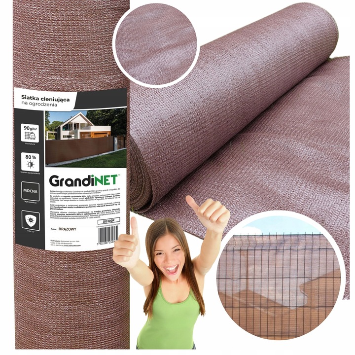 Siatka Osłonowa 1,5x15m 80% Brązowa Przed Wiatrem Sąsiadami Na Panele Płot