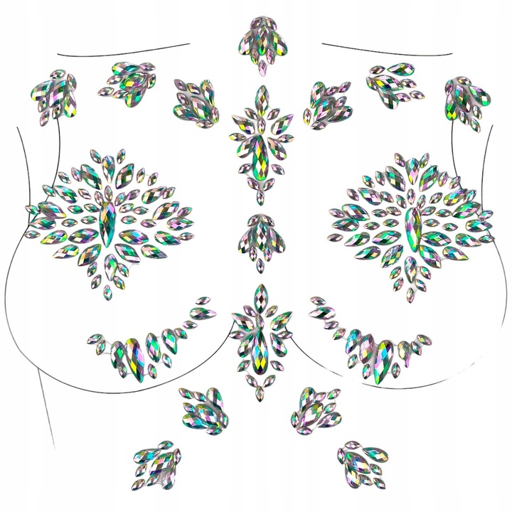 KRYSZTAŁKI Naklejki Cyrkonie BIŻUTERIA na DEKOLT