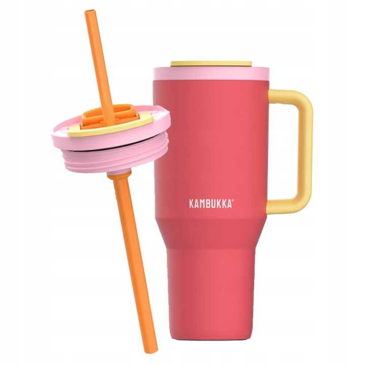 Kubek termiczny ze słomką Kambukka RIO 950 ml - Pink Papaya
