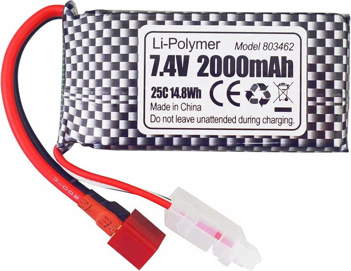 2 szt. Baterie LiPo 7.4 V 2000 mAh wtyczka T do modeli RC 9200, 9200E, 200E