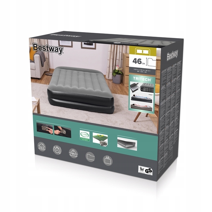 Materac Dwuosobowy z Pompką Dmuchany Duży Łóżko do Spania Bestway 67403
