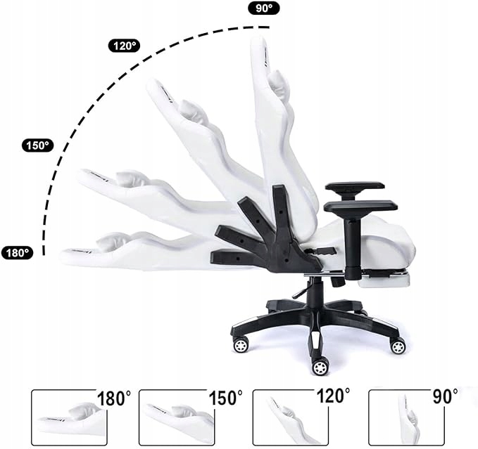FOTEL GAMINGOWY BIUROWY WYGODNY KRZESŁO GRACZA OBROTOWY +RGB LED I PODNÓŻEK